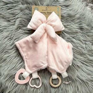 Dream Gro Pink Bow Activity Blankie Lovey Security Blanket Teether and‎ Rattle